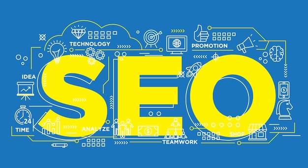 ilustracja kreatywnego banera, cyfrowy marketing aktywów SEO do prezentacji lub infograph