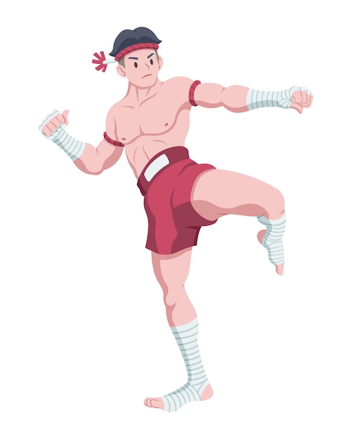 Ilustracja Kreskówka Boksera Muay Thai