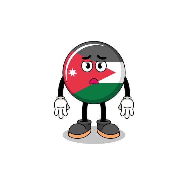 Ilustracja Kreskówka Flaga Jordanii Ze Smutną Twarzą