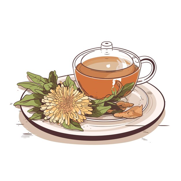 Plik wektorowy ilustracja kreskówka herbata koncepcja jedzenia i napojów na białym tle