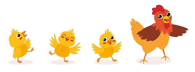 Plik wektorowy ilustracja kreskówka kurczaka i piskląt