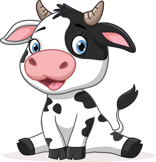 Ilustracja kreskówka ładny krowa