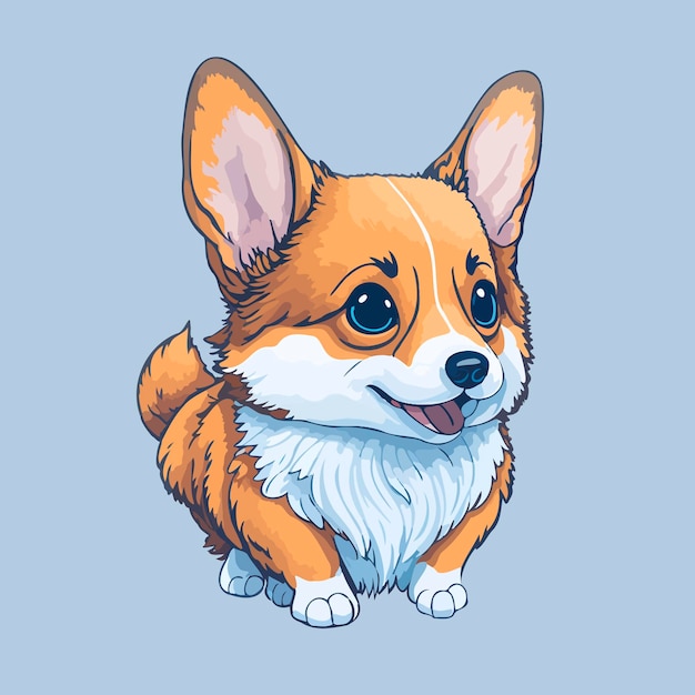 Plik wektorowy ilustracja kreskówka ładny pies corgi