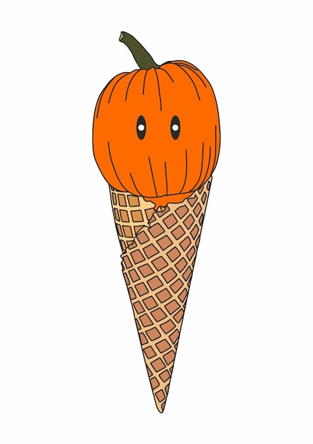 Ilustracja Kreskówka Lody Dyniowe Ikona Lodów Jack Halloween Projekt Napoju Lody Dla Dzieci