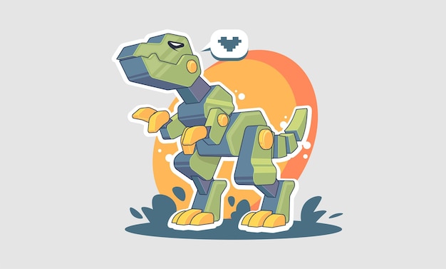 Ilustracja Kreskówka Mechaniczny T-rex