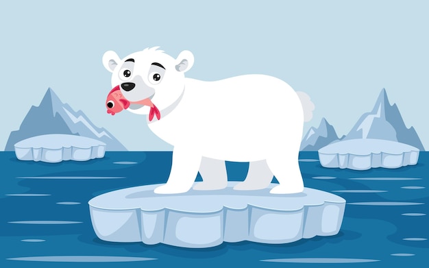 Plik wektorowy ilustracja kreskówka niedźwiedzia polarnego