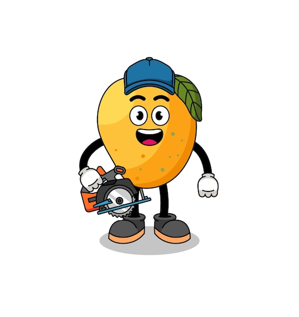 Ilustracja Kreskówka Owoców Mango Jako Projekt Postaci Stolarza