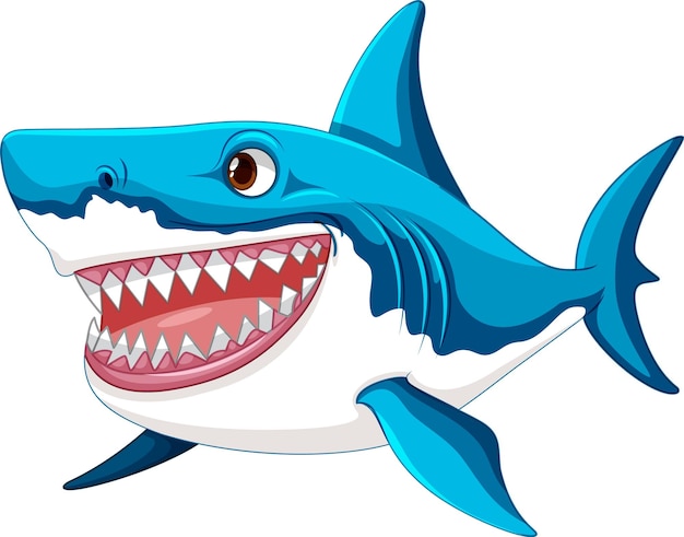 Ilustracja Kreskówka Pływanie żarłacza Białego I Smili