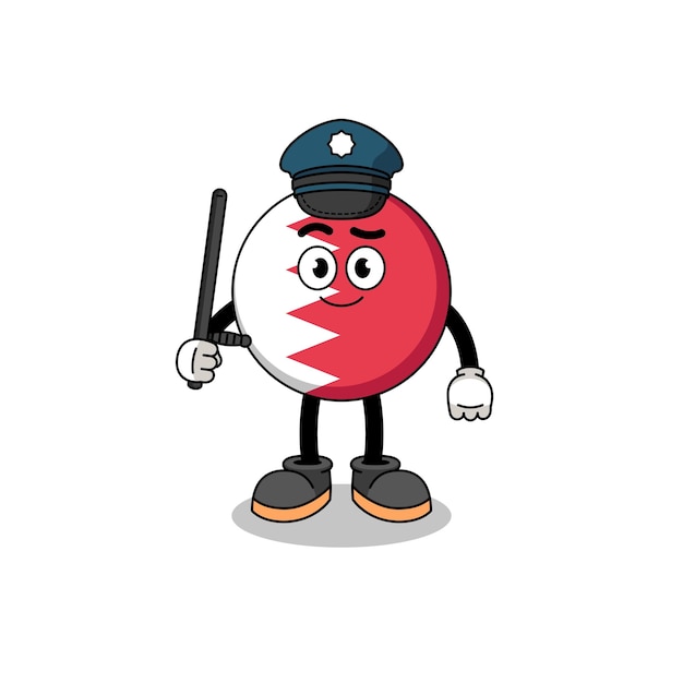 Plik wektorowy ilustracja kreskówka policji flagi bahrajnu