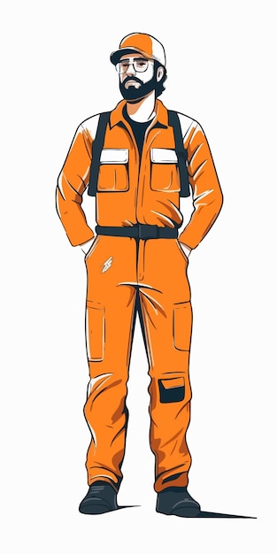 Ilustracja kreskówka pracownika budowlanego