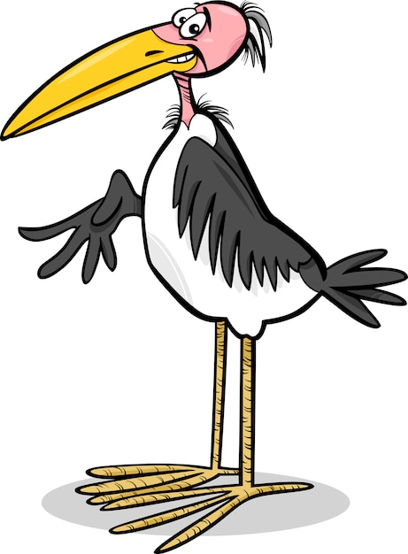 Ilustracja Kreskówka Ptak Marabou