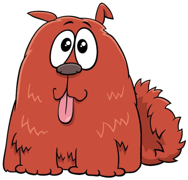 Ilustracja Kreskówka śmiesznego Czerwonego Kudłatego Psa Komiksową Postać Zwierzęcą