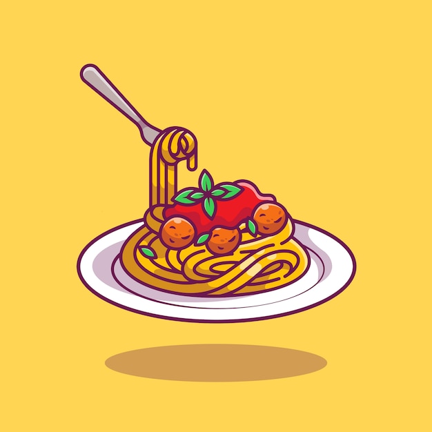 Ilustracja kreskówka spaghetti.