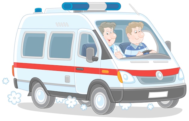 Ilustracja Kreskówka Specjalnego Pojazdu Medycznego Z Karetkami Spieszących Na Ratunek