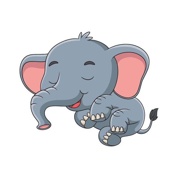 Plik wektorowy ilustracja kreskówka śpiący słoń na gigantycznym grzybie w ciągu dnia