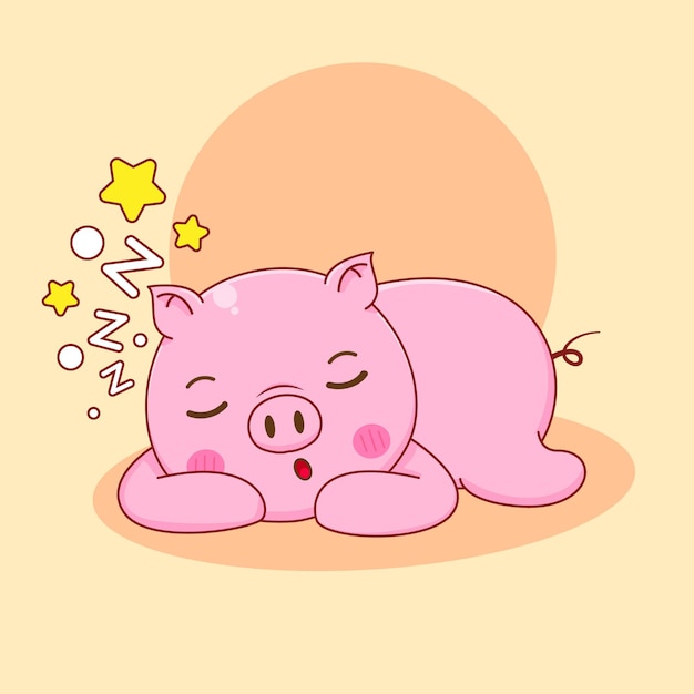 Ilustracja Kreskówka śpiący Znak ładny świnia
