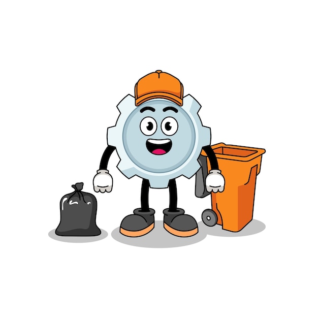 Plik wektorowy ilustracja kreskówka sprzętu jako śmieciarz