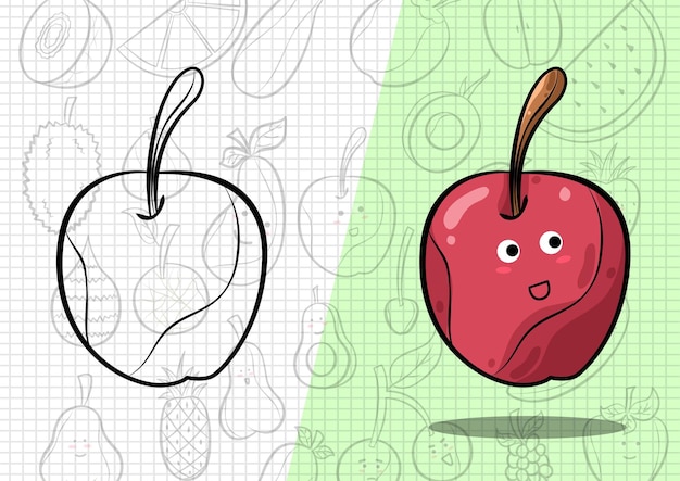 Plik wektorowy ilustracja kreskówka stylu jabłko
