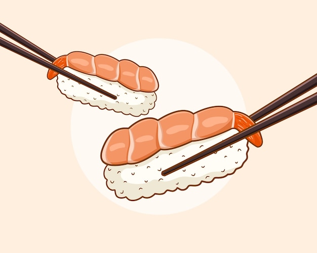 Plik wektorowy ilustracja kreskówka sushi ebi