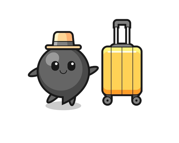 Plik wektorowy ilustracja kreskówka symbol przecinka z bagażem na wakacjach