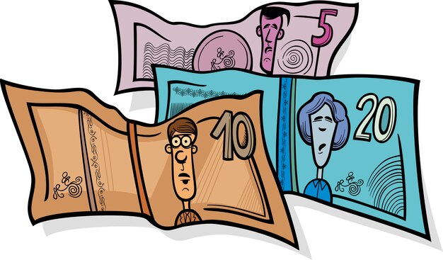 Plik wektorowy ilustracja kreskówka waluty banknoty