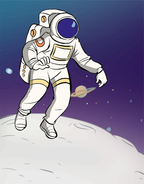 Ilustracja Kreskówka Wektor Astronauty W Przestrzeni Kosmicznej