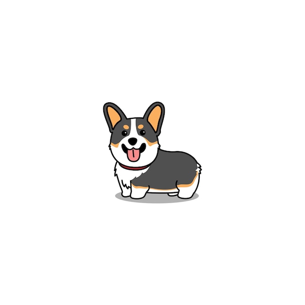 Ilustracja Kreskówka Wektor ładny Corgi Tricolor Pies