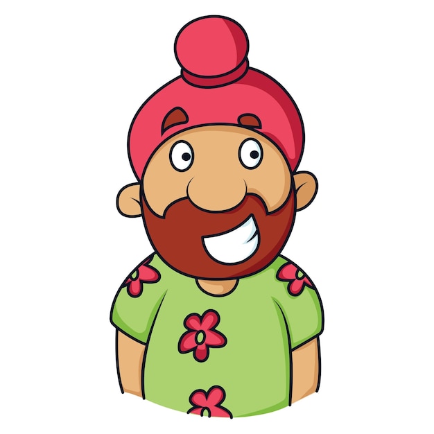 Ilustracja Kreskówka Wektor Punjabi Sardar