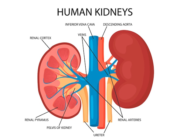 Ilustracja Kreskówka Wektor Schemat Anatomii Nerek