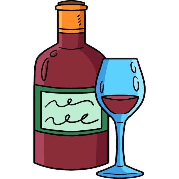 Ilustracja Kreskówka Wino Kolorowe Clipart