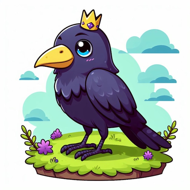 Ilustracja Kreskówki Cute Crow Vector