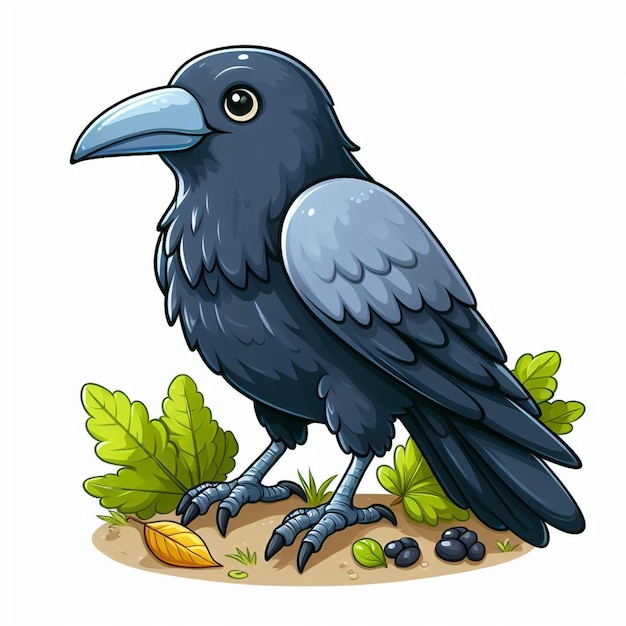 Ilustracja Kreskówki Cute Crow Vector