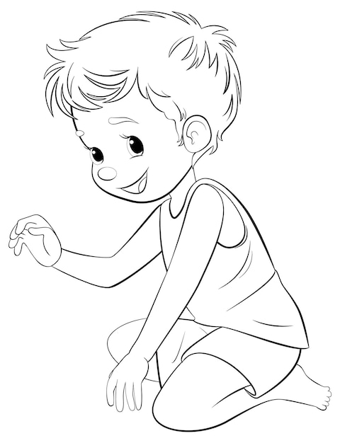 Plik wektorowy ilustracja kreskówki przedstawiająca siedzącego chłopca