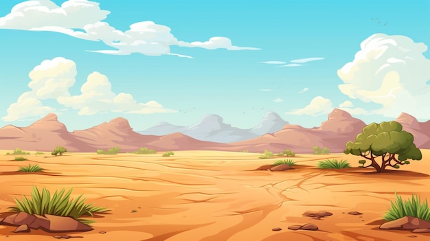 Plik wektorowy ilustracja kreskówki pustyni z górami na tle