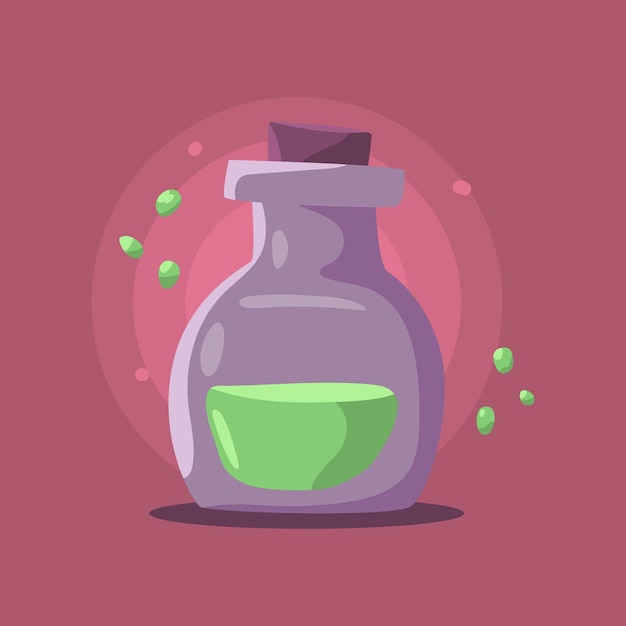 Ilustracja kreskówki z magicznym eliksirem wyizolowana na tle