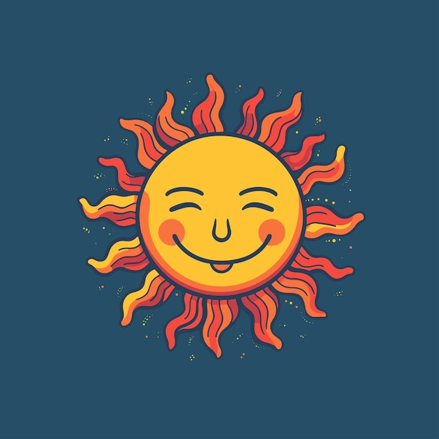ilustracja kreskówkowa przedstawiająca słońce z uśmiechem.