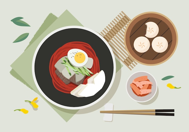 Plik wektorowy ilustracja kuchni koreańskiej