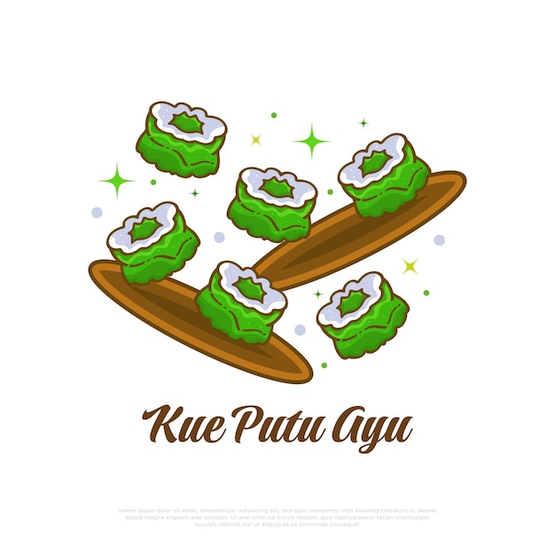 Plik wektorowy ilustracja kue putu ayu indonezyjskie tradycyjne ciasto gotowane na parze ciasto wektor