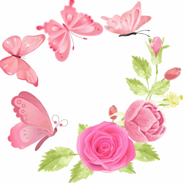 Plik wektorowy ilustracja kwiatów i motyli do dekoracji