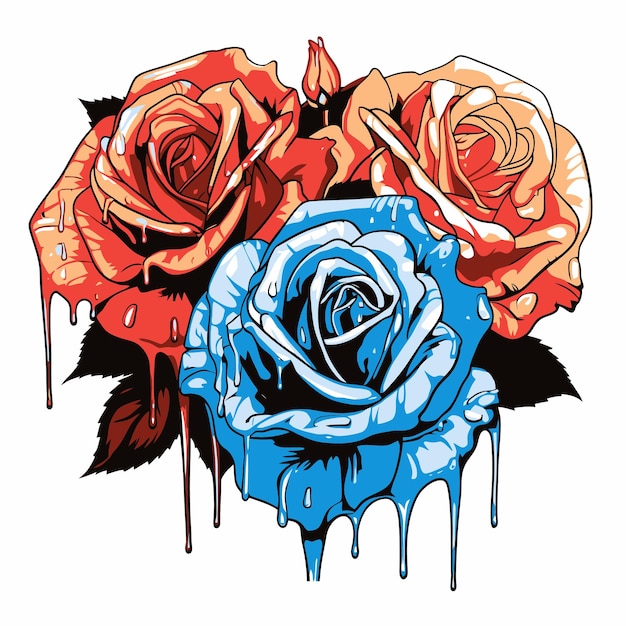 Ilustracja Kwiatów Róż W Stylu Pop Art