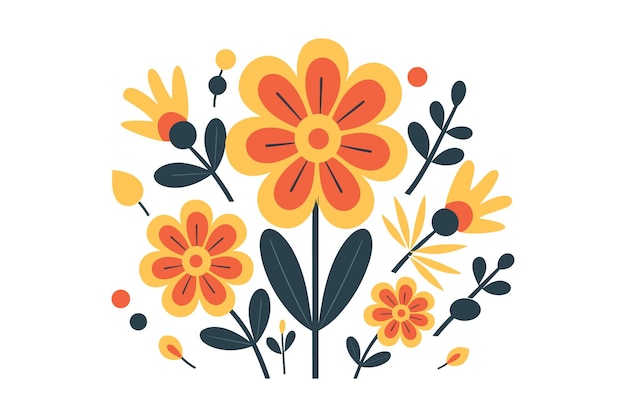 Ilustracja kwiatowa do naklejki ściennej z logo i drukowania