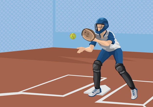 Plik wektorowy ilustracja łapacza softballu