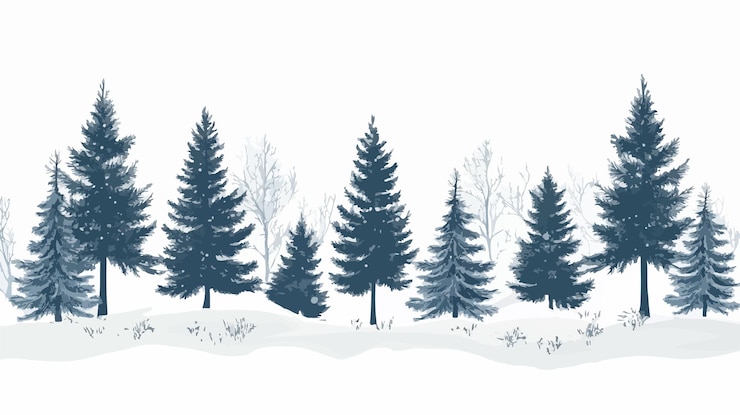 Wektor ilustracja lasu zimowego serene snowy flat vector