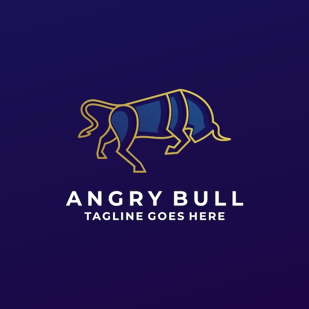 Ilustracja Logo Angry Bull Line Art Luxury