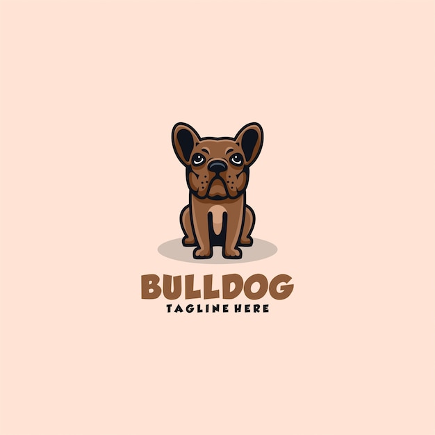 Ilustracja Logo Buldog Prosty Styl Maskotki.