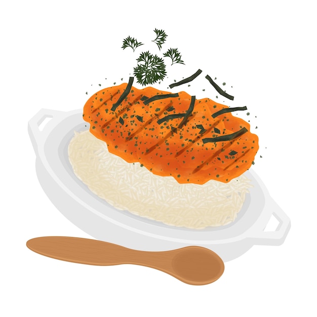 Ilustracja Logo Clipart Levitation Ryż łosoś Mentai z wodorostami Nori