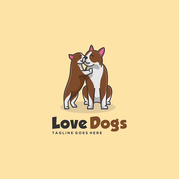 Ilustracja Logo Cute Dogs And Friend