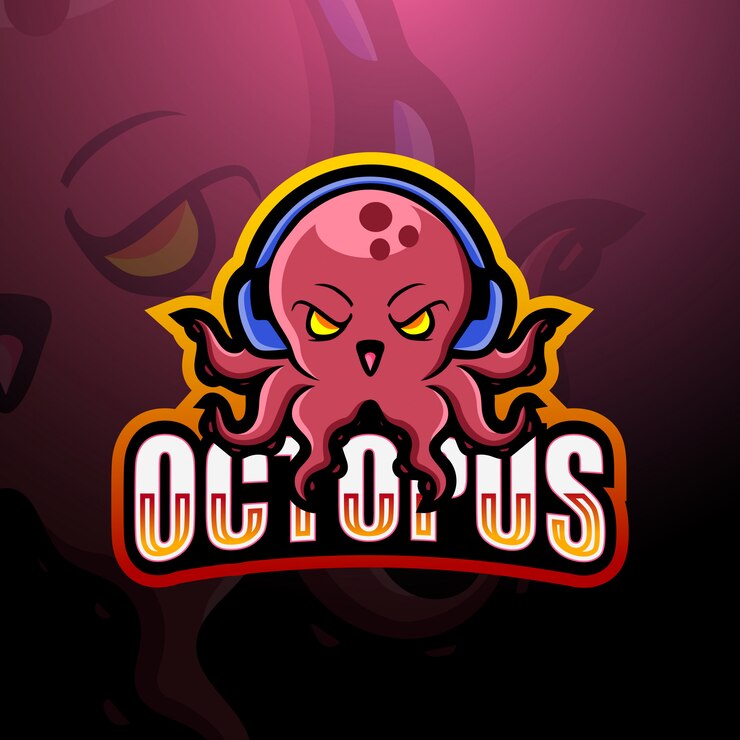 Ilustracja logo e-sport maskotka ośmiornicy