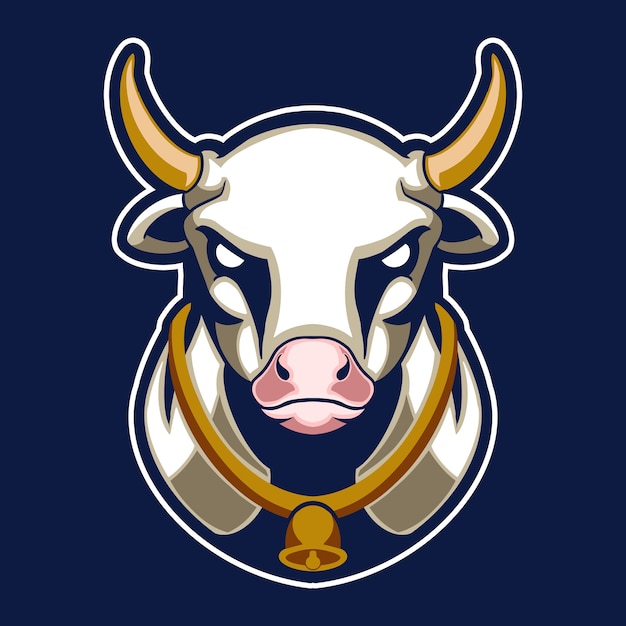 Ilustracja Logo Głowa Krowy Na Ciemnym Tle