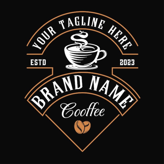 Ilustracja Logo Kawy Zaprojektuj Filiżankę Kawy W Stylu Vintage, Bardzo Odpowiednim Dla Kawiarni